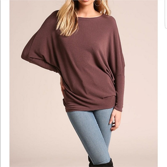 . Tops - Mauve Textured Knit Dolman Blouse